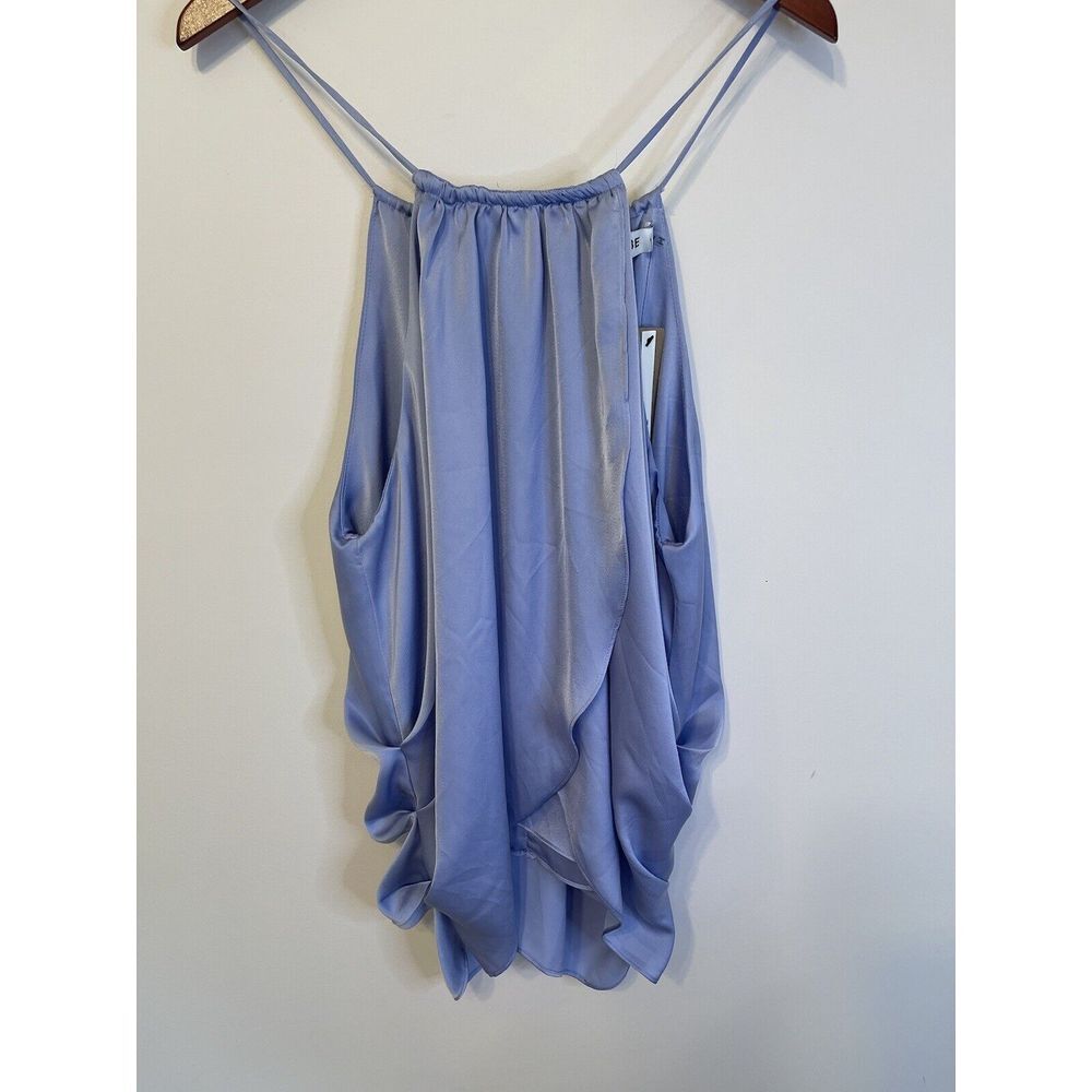 Do + Be Women's Blouse M Blue Satin Tie‎ back Sleeveless NWT